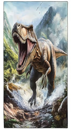 YISUMEI Dynamischer Dinosaurier Strandtuch, XXL 180x90 cm, Mikrofaser, Sandbeständig, Schnelltrocknend, Leichtgewicht, Reisehandtücher für Strand und Pool