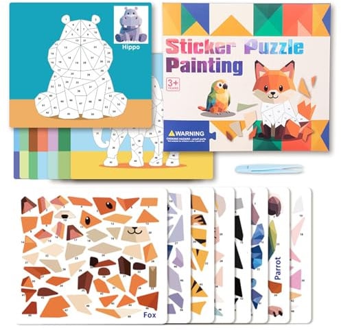 QYDKWK Stickerbuch, Montessori Sticker Puzzle Kinder ab 3 Jahren (Tier) | Montessori Spielzeug für Jungen und Mädchen ab 3 4 5 6 Jahren Weihnachten Kindertag Geschenke Umweltfreundliches Papier