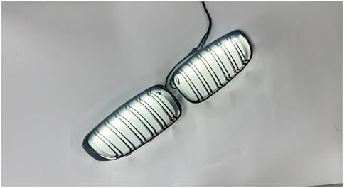Kompatibel for BMW 3er F34 2014–2020, LED-Leuchten, Racing-Kühlergrill, glänzend schwarz, Auto-Frontstoßstangen-Panel-Grill(LED white grille)
