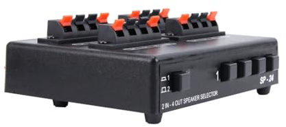Elqater SP-24 Mini 2-IN-4-OUT Stereo Audio Amplifier Switcher Box Speaker Splitter Easy Install Easy to Use