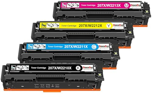 HenceBuy Mit Chip 207X Multipack Toner Set Kompatibel für HP 207X 207A für Color LaserJet Pro MFP M283fdw M283fdn M283 M282nw M282 M255dw M255 Schwarz Cyan Gelb Magenta W2210X W2211X W2212X W2213X
