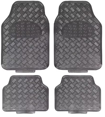 Universal Fahrzeugmatten Gummi Automatten Mit Metallic-Design 4 Stück Auto Fußmatten(Dark Gray)