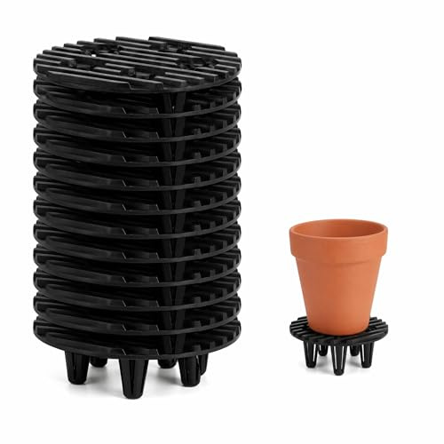 DIYEAH 12 Pack Plastic Plant Pot Riser Pads 10cm Round Planter Risers for Outdoor Plants Durable Feet for Garden Containers