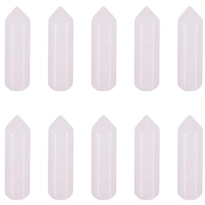 QUARKZMAN 10Pcs Bacchette Di Cristallo, Quarzo Rosa Cristallo Esagonale Naturale Per Meditazione Chakra Decorazione Casa Collezione Pietre Grezze, 33 x 8mm