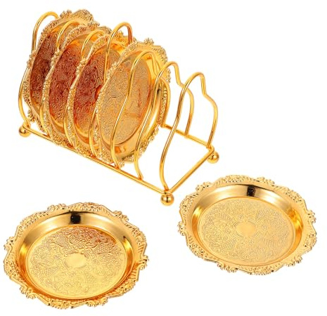 jojofuny Plateau de Collation Doré 1 Étagère 6 Assiettes Mini en Métal Argenté, Assiette de Fruits Secs Multifonction pour Apéritif, Présentation Snacks et Fruits, Vaisselle de Table