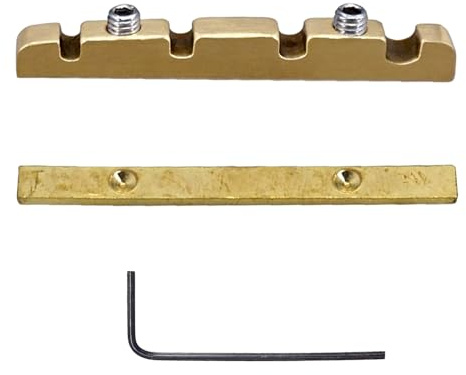 Brass Nut Features Roller Grooves Adjustable Height Enhances Resonance Tuning Stability for 4 String Bass Guitar Replacement Adjustable Bass Nut