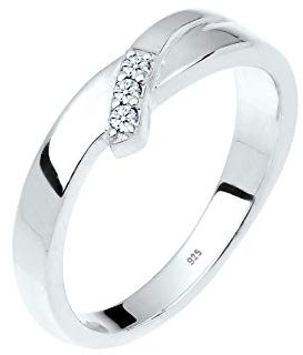 Elli DIAMONDS Ring Women Engagement Classic Trio with Diamond (0.04 ct.) in 925 Sterling Silver