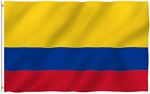 ANLEY Fly Breeze Bandera de Colombia de 3x5 pies - Color vivo y resistente a la decoloración UV - Encabezado de lona y doble costura - Banderas nacionales colombianas Poliéster con arandelas