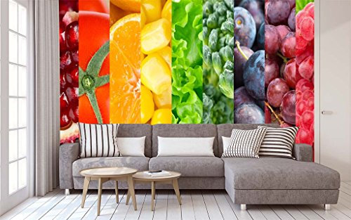 Oedim Fotomural Vinilo para Pared Arcoíris Fruta | Vinilo Económico | Fotomural Vinilo Decorativo | 350 x 250 cm | Decoración comedores, Salones, Habitaciones
