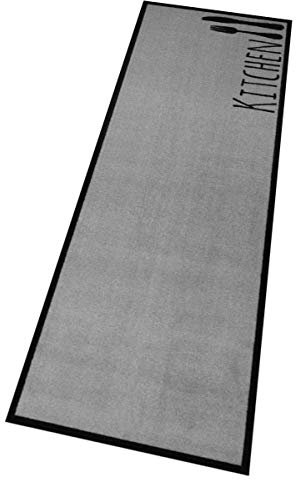 Hanse Home Zala Living Cook & Clean Läufer – rutschfest Teppichläufer Flachgewebe Kurzflor Teppich Küchenteppich Waschbar Küchenläufer Kitchen für Flur, Küche, Wohnzimmer – Grau, 50x150cm