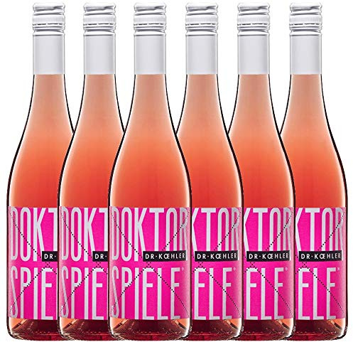 6er Weinpaket Rosé - Doktorspiele Rosé 2018 - Dr. Koehler mit VINELLO.weinausgießer | Sommerwein | deutscher Roséwein aus Rheinhessen | 6 x 0,75 Liter