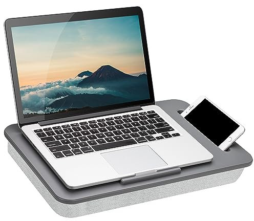 LAPGEAR Sidekick Scrivania per ginocchia per laptop fino a 15,6, con supporto per telefono, grigio 44215