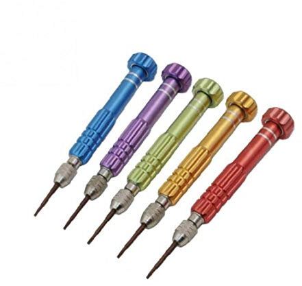 Angoter 5 in 1 tragbare Schraubendreher 0.8mm Pentalobe Bit und 1.5mm Bit und Torx Bit mit Präzisions-Schraubenzieher-Griff-Reparatur-Werkzeuge zufällige Farbe