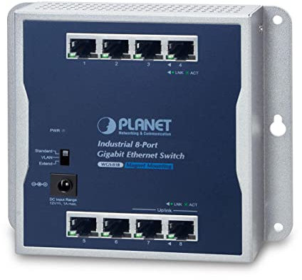 Planet Industrial W125661827 - Switch Ethernet a 8 porte, 10/100/1000T Wall-Mounted Gigabit Ethernet industriale, 8 porte, non gestito, montaggio a parete