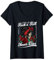 Femme Rock n Roll Never Dies Rockabilly Girl Skull Tattoo Pin-Up T-Shirt avec Col en V