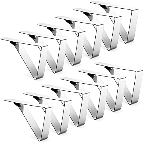 Ponure 12 Pack Tablecloth Clips - Heavy Duty Picnic Table Clips, Stainless Steel Table Cloth Cover Clamps, Table Cloth Holders Ideal for Restaurant Picnics Marquees Weddings Graduation Party