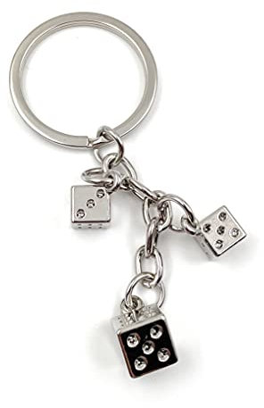 Onwomania - Würfel Spiel Knobel - Schlüsselanhänger Metall Glücksbringer ideal als Geschenk z.B. für den besten Freund, die beste Freundin, Mama - Für Männer, Frauen & Kinder