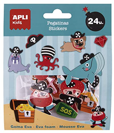 APLI Kids 18877-Sticker 18877-Stickers Piraten-Aufkleber EVA, 24 u. (18877), Blau