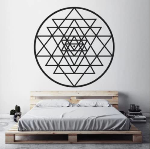 Sri Yantra Wandkunstaufkleber Meditation Spirituelles Schlafzimmer Wanddekoration Heilige Geometrie Kunstwand Wohnkultur Abnehmbares Dekor30x30cm