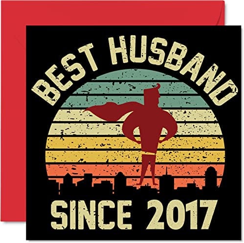 8th Anniversary Card for Husband from Wife - Best Husband Since 2017 - I Love You Gifts, Happy 8th Wedding Anniversary Cards for Partner, 145mm Greeting Cards Anniversaries