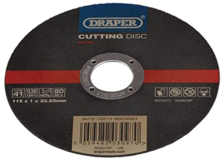Draper 94779 Stainless-Steel/Inox Metal Cutting Disc, 115 x 1 x 22.23mm
