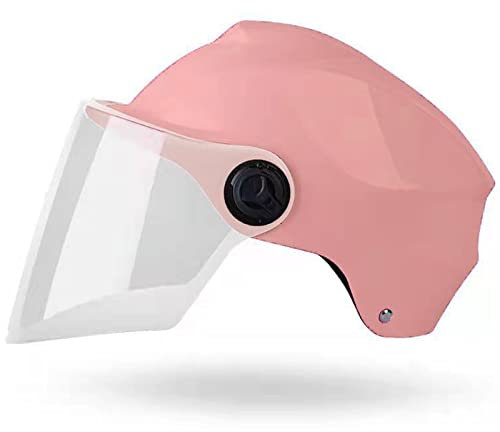 Demi-Casque de Moto avec visière approuvé par Le Dot/ECE Casque de Moto à Visage Ouvert pour Hommes et Femmes Scooter Cyclomoteur Cap Street Cruiser Jet Casque,Rose,One Size