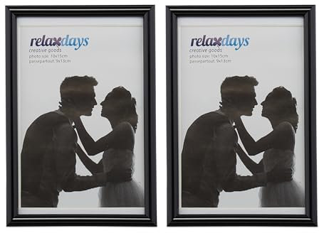 Relaxdays 10 x Bilderrahmen 10 x 15 cm, modernes Design, zum Hinstellen oder Aufhängen, dekorativer Fototischaufsteller, schwarz