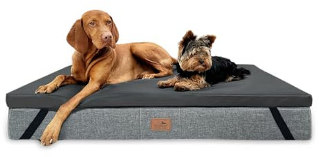 tierlando® Ortho-Topper Kunstleder | Orthopädische Matratzenauflage für Hundebetten pflegeleichter Bezug antiallergischer nachhaltiger Matratzenschoner Größe: 150x100cm | Farbe: 02 Graphit