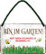 WOGEKA ART Blechschild - Bin im Garten mit den HUMMELN bummeln - Lustiger Spruch als Geschenkidee für GARTEN FREUNDE zu Geburtstag, Weihnachten als Deko Schild 18x12 cm Hängeschild HS1092
