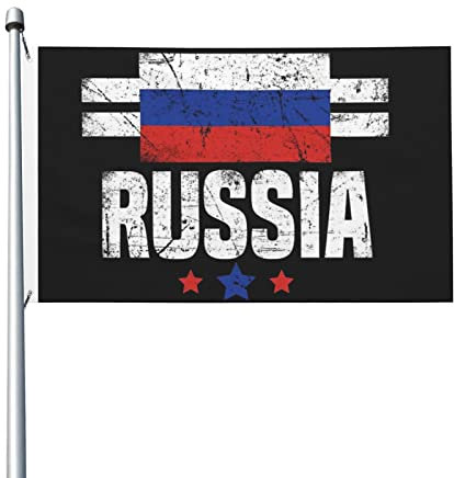 Russland-Flagge, russische Flagge, 3 x 1,5 m, doppelseitig, für den Innenbereich, ukrainische Flagge, Polyester mit Messingösen