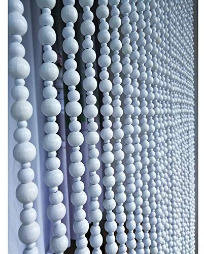 OKUOKA White Beaded Door Curtains for Doorways Wood Bead String Curtain for Room Dividers Handmade Home Living Room Hanging Decoration -21/23/27/25/29/33 Strands (Size : 21 Strands-0.6x0.