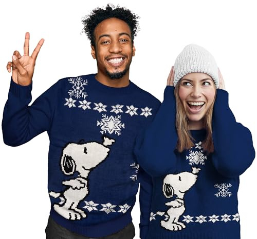 United Labels Snoopy Winterpullover Unisex, Blau, Winter Strickpullover, Pullover für Herren und Damen