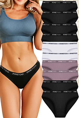 FINETOO 10er Pack Baumwoll Slips Damen Atmungsaktive Unterwäsche Logo Sportunterwäsche Weich Sexy Unterhosen Reizwäsche Sportgürtel Bikini Mehrpack S-XL