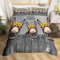 Manfei Esel-Bettwäsche-Set für Einzelbett, Sonnenblumen-Motiv, 2-teilig, für Kinder, Jungen, Mädchen, Schlafzimmer, Dekoration, rustikaler Bauernhaus-Bettbezug, grauer Holzdielen-Bettbezug mit 1