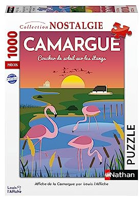 Nathan - Puzzle 1000 Teile - Poster der Camargue/Louis l'Poster - Erwachsene und Kinder ab 12 Jahren - Hochwertiges Puzzle - Perfekte Einbettung - Nostalgie Kollektion - 87827
