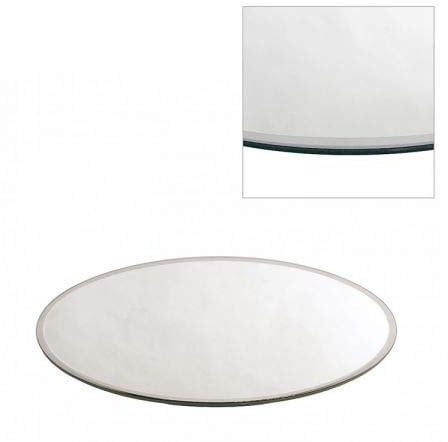 H Homedelight1234 Round or Square Mirror Plate Bevelled Edge Wedding Centrepiece, Candle Tray (1, 30 CM Round)