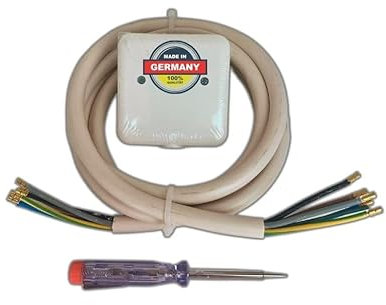 Herdanschluss Set: 2m H05VV-F 5G2,5 Kabel, 1x Herdanschluss (Auf-/Unterputz) & 1x Spannungsprüfer. Einfache und sichere Herdinstallation