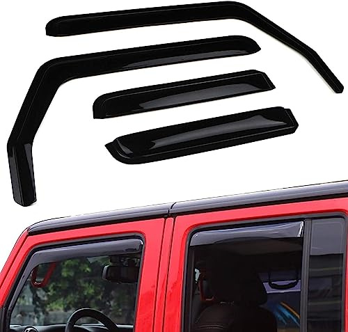 PAKJEL 4 Pezzi Deflettori d'Aria Antiturbo per Jeep Wrangler JK 2007-2017 4door Deflettori Antivento Visiere Parasole Parapioggia Paravento.