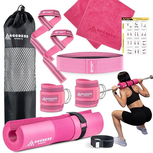 Premium Barbell Pad Set - Barbell Pad For Hip Thrust, Lunges, Bench Press, With 2 Ankle Straps For Cable Machines, Hip Resistance Band- Hip Thrust Pad – Gym Accessories For Women With Carry Bag,