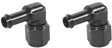 2 Set Aluminium 6AN AN6 Buchse Swivel Barb Fitting 90 Grad Adapter AN6 auf 9,5 mm, schwarz