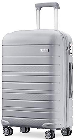 KONO Koffersets 3-teilig Hartschalenkoffer mit TSA-Schloss und 4 Spinnrollen (Grau), grau, Koffer