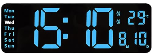 Digitaluhr, 11-großes LED-Wanduhrdisplay für Wohnzimmerdekor, Wecker mit Fernbedienung, Timer, 12/24-Stunden-Format, automatische Helligkeitsregulierung, große Uhr mit Tag/Datum/Temperatur. (11'')