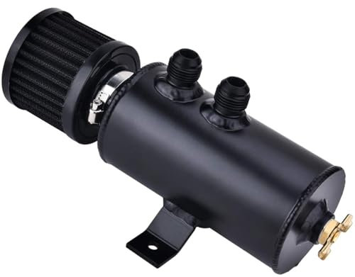 Unifizz Serbatoio di sfiato dell'olio con valvola,10AN sbattuto olio Catch Can,750ML Universale Alluminio Nero