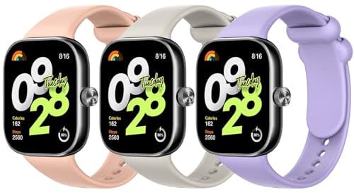 TiMOVO 3PZ Cinturino Compatibile con Redmi Watch 4/5/ XiaoMi Band 8 Pro, Banda Sportiva in Silicone Regolabile, Fascia di Ricambio Unisex per Xiaomi Watch, Luce Stellare/Rosa Chiaro/Viola