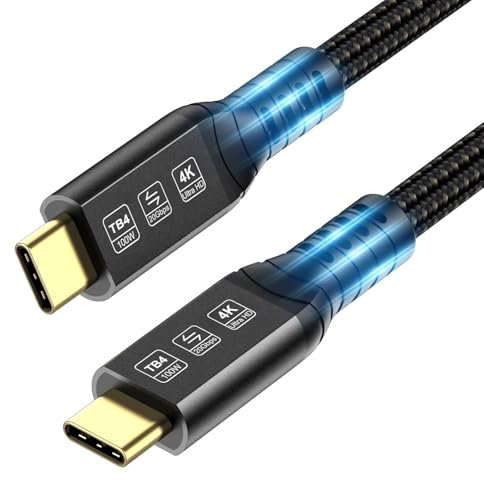 ConnBull Cable USB 4 5m compatible con Thunderbolt 4/3, USB C largo cable soporta transferencia de datos de 20Gbps/vídeo 4K@60Hz/Fast Charge 100W para Macbook Air/Pro, iPad Pro, Mac Studio Display