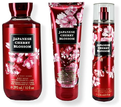 Japanese Cherry Blossom Set of 3 Shower Gel + Body Cream + Body Spray: Original BBW