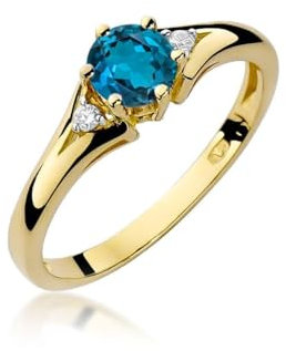 Lumari Gold - Verlobungsring Damen Ring Gold 585 Echtgold 14k Gold mit natürlichem Diamanten Damen Solitär Versprechen Ring LONDON BLUE Topas Edelstein - Ringe Frauen - Gelbgold