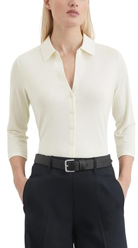 Marc OߴPolo Donna Camicia in Jersey con Colletto Kent Maniche Corte, Bianco (White Cotton), L