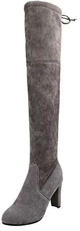 Lungo Gli Stivali Stivali Scarpe Stivali Comfort Tacchi Ginocchio Inverno Sopra Donne Stivali Calzino Fit Stivali Alti Coscia, Grigio, 39.5 EU