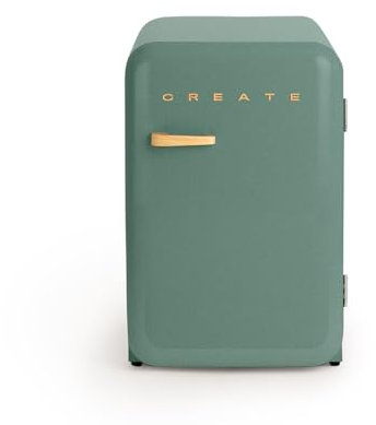 CREATE / RETRO FRIDGE 83.5 WOOD/Frigorífico verde sage maneta madera / 98W, bajo consumo, 2 estantes, regulador temperatura, botellero, 56x54x84cm